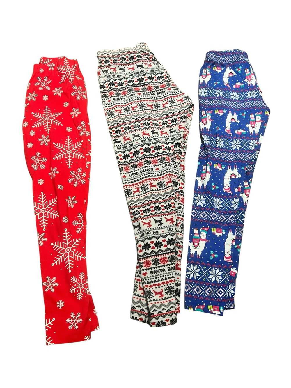 No Boundaries Women's Holiday Christmas Print Leggings Bundle (Set of 3)